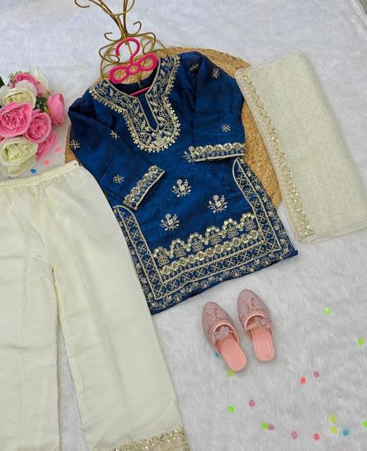 Trending Beautiful Embroidery RRK  005 FENDI SILK Wholesale children wear in India